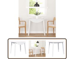 vidaXL Eettafel - Wit - Massief Rubberhout - 90x90x74 cm Eetkamertafel - Houten Tafel - Witte Tafel - Multifunctionele Tafel - Klaptafel