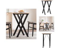 vidaXL - Eettafel - X-frame - 50x50x75 - cm - massief - grenenhout - en - staal
