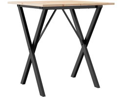 vidaXL - Eettafel - X-frame - 70x70x75,5 - cm - massief - grenenhout - en - staal