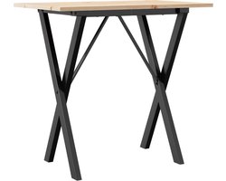 vidaXL - Eettafel - X-frame - 80x50x75 - cm - massief - grenenhout - en - staal