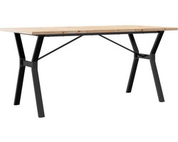 vidaXL - Eettafel - Y-frame - 160x80x75,5 - cm - massief - grenenhout - en - staal