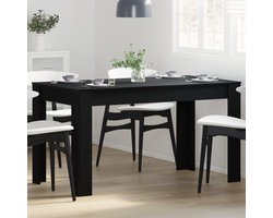 vidaXL - Eettafel - Zwart - eiken - 140 - x - 74,5 - x - 76 - cm - Bewerkt - hout