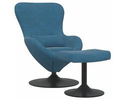 vidaXL - Ei - Stoel - met - Voetensteun - Blauw - 63 - x - 73 - x - 90 - cm - Fluweel