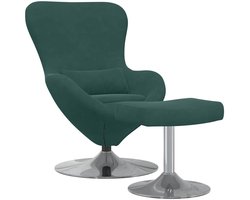 vidaXL - Ei - Stoel - met - Voetensteun - Donkergroen - 63 - x - 73 - x - 90 - cm - Fluweel