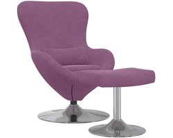 vidaXL - Ei - Stoel - met - Voetensteun - Paars - 63 - x - 73 - x - 90 - cm - Fluweel