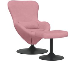 vidaXL - Ei - Stoel - met - Voetensteun - Roze - 63 - x - 73 - x - 90 - cm - Fluweel