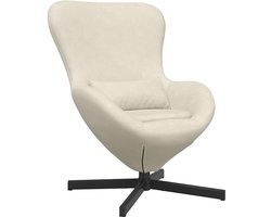 vidaXL - Eivormige - stoel - Crème - 63 - x - 73 - x - 90 - cm - Fluweel