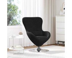 vidaXL - Eivormige - stoel - Zwart - 63 - x - 73 - x - 90 - cm - Fluweel