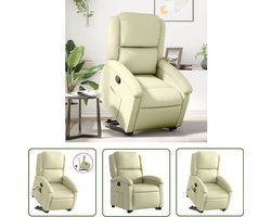 vidaXL Elektrisch Bedienbare Stoel - Sta Op Stoel - Sta-op-stoel verstelbaar echt eer crèmekleurig - Lederen Stoel - Loungestoel - Relaxfauteuil