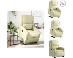 vidaXL Elektrische Sta-op-fauteuil - Elektrische Sta-op-fauteuils - Elektrische Fauteuil - Elektrische Stoel Voor Ouderen - Sta-op-stoel elektrisch echt leer crèmekleurig