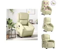 vidaXL Elektrische Sta-op-massagestoel - Elektrische Sta-op-massagestoelen - Elektrische Massagestoel - Elektrische Sta-op-stoel - Sta-op-massagestoel elektrisch echt leer crèmekleurig