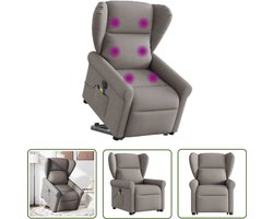 vidaXL Elektrische Stoel - Sta-op Massagerstoel - Sta-op-massagestoel elektrisch verstelbaar stof taupe - Massage Stoel - Fauteuil - Loungestoel