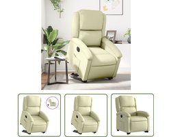 vidaXL Elektrische Stoel - Sta-op-stoel - Sta-op-stoel elektrisch echt leer crèmekleurig - Lederen Stoel - Loungestoel - Relaxfauteuil