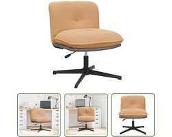 vidaXL Ergonomische Stoel - Draaibare Kantoorstoel - Bureaustoel beige gekrulde wolachtige stof - Bureaustoel - Kantooraccessoires - Home Office