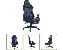 vidaXL Ergonomische Stoel - Gamingstoel - Gamestoel draaibaar met voetensteun PVC blauw - Bureaustoel - Pc Stoel - Gamerstoel