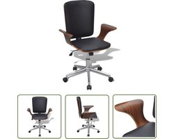 vidaXL Ergonomische Stoel - Kantoorstoel - Kantoorstoel draaibaar gebogen hout en kunstleer - Bureaustuif - Computerstoel - Werkkamer Meubels