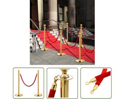 vidaXL Evenementeruimte Decoreren - VIP Afzetpalen - 3-delige VIP afzetpalenset roestvrij staal goudkleurig - Feestpalen - Toegang Controle - Gastheer Pylonen