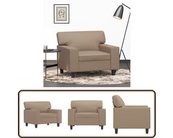 vidaXL Fauteuil - 60 cm - Kunstleer - Cappuccinokleurig Fauteuil - Fauteuils - Bank - Zitstoel