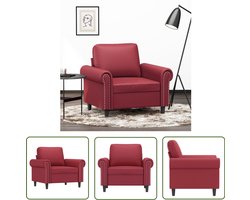 vidaXL Fauteuil 60 cm kunstleer wijnrood - Fauteuil - Lounge Stoel - Designstoel - Woonkamermeubel - Rode Fauteuil