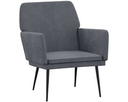 vidaXL - Fauteuil - 62x79x79 - cm - fluweel - donkergrijs