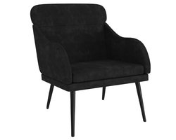 vidaXL - Fauteuil - 63x76x80 - cm - fluweel - zwart