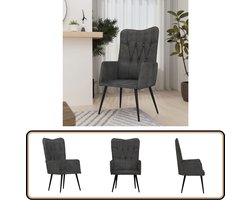 vidaXL Fauteuil - Canvas Zwart - Comfort en Stijl Fauteuil - Design Fauteuil - Zwarte Fauteuil - Kanvas Fauteuil - Lounge Stoel