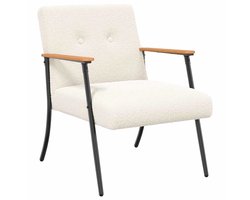 vidaXL - Fauteuil - Crème - Kratig - Wolachtig - Stof