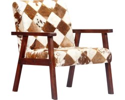 vidaXL - Fauteuil - echt - geitenleer - wit - en - bruin