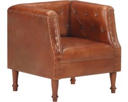 vidaXL - Fauteuil - echt - leer - bruin