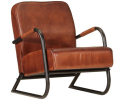 vidaXL - Fauteuil - echt - leer - bruin