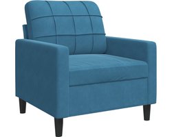 vidaXL Fauteuil - Fluweel - Blauw - 60 cm - Luxe Design Fauteuil - Lounge Stoel - Fluweelstoel - Blauwe Fauteuil - Moderne Fauteuil