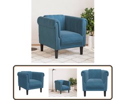 vidaXL Fauteuil - Fluweel - Blauw - Comfortabel design Fauteuil - Fluweel - Blauwe Fauteuil - Lounge Stoel - Relaxstoel