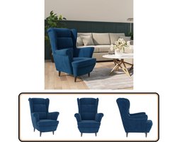 vidaXL Fauteuil - Fluweel - Blauw - Comfortabel design Fauteuil Velvet - Blauwe Fauteuil - Fluweelfauteuil - Lounge Stoel - Eetkamerstoelen