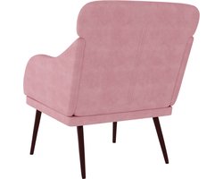 vidaXL Fauteuil - Fluweel - Roze - 63x76x80 cm Fauteuil - Fauteuils - Armstoel - Ligstoel