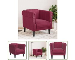 vidaXL Fauteuil - Fluweel - Wijnrood - Comfortabel Fauteuil - Fluweel Stoffen - Lounge Stoel - Vintage Fauteuil - Moderne Fauteuil