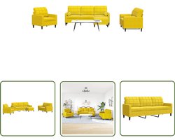 vidaXL Fauteuil - Loungeset - 4-delige Loungeset met kussens en bolsters fluweel geel - Bankstel - Salontafel - Huiskamer Meubels