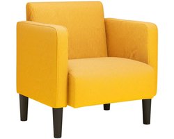 vidaXL - Fauteuil - met - armleuningen - 54 - cm - corduroy - stof - lichtgeel