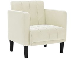 vidaXL - Fauteuil - met - armleuningen - crème - 53 - cm - fluweel