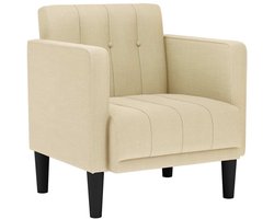 vidaXL - Fauteuil - met - armleuningen - Crème - 53 - cm - Stof