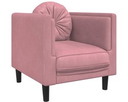 vidaXL - Fauteuil - met - kussen - fluweel - roze