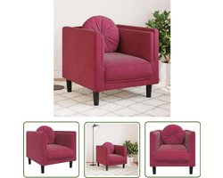 vidaXL - Fauteuil - met - kussen - fluweel - wijnrood