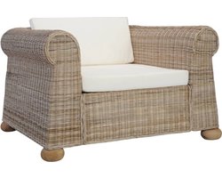 vidaXL - Fauteuil - met - kussens - natuurlijk - rattan