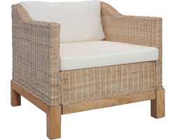 vidaXL - Fauteuil - met - kussens - natuurlijk - rattan