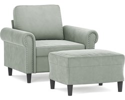 vidaXL - Fauteuil - met - voetenbank - 60 - cm - fluweel - lichtgrijs