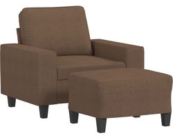 vidaXL - Fauteuil - met - voetenbank - 60 - cm - stof - bruin
