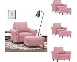 vidaXL Fauteuil Met Voetenbank - Fauteuils Met Voetenbanken - Fauteuil - Armstoel Met Voetenbank - Fauteuil met voetenbank 60 cm fluweel roze