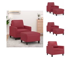 vidaXL Fauteuil Met Voetenbank - Fauteuils Met Voetenbanken - Fauteuil - Armstoel Met Voetenbank - Fauteuil met voetenbank 60 cm kunstleer wijnrood