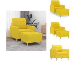 vidaXL Fauteuil Met Voetenbank - Fauteuils Met Voetenbanken - Fauteuil - Armstoel Met Voetenbank - Fauteuil met voetenbank 60 cm stof lichtgeel