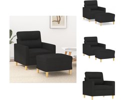vidaXL Fauteuil Met Voetenbank - Fauteuils Met Voetenbanken - Fauteuil - Armstoel Met Voetenbank - Fauteuil met voetenbank 60 cm stof zwart