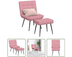 vidaXL Fauteuil - Relaxfauteuil - Relaxstoel met voetenbank fluweel roze - Loungestoel - Fluweel - Roze